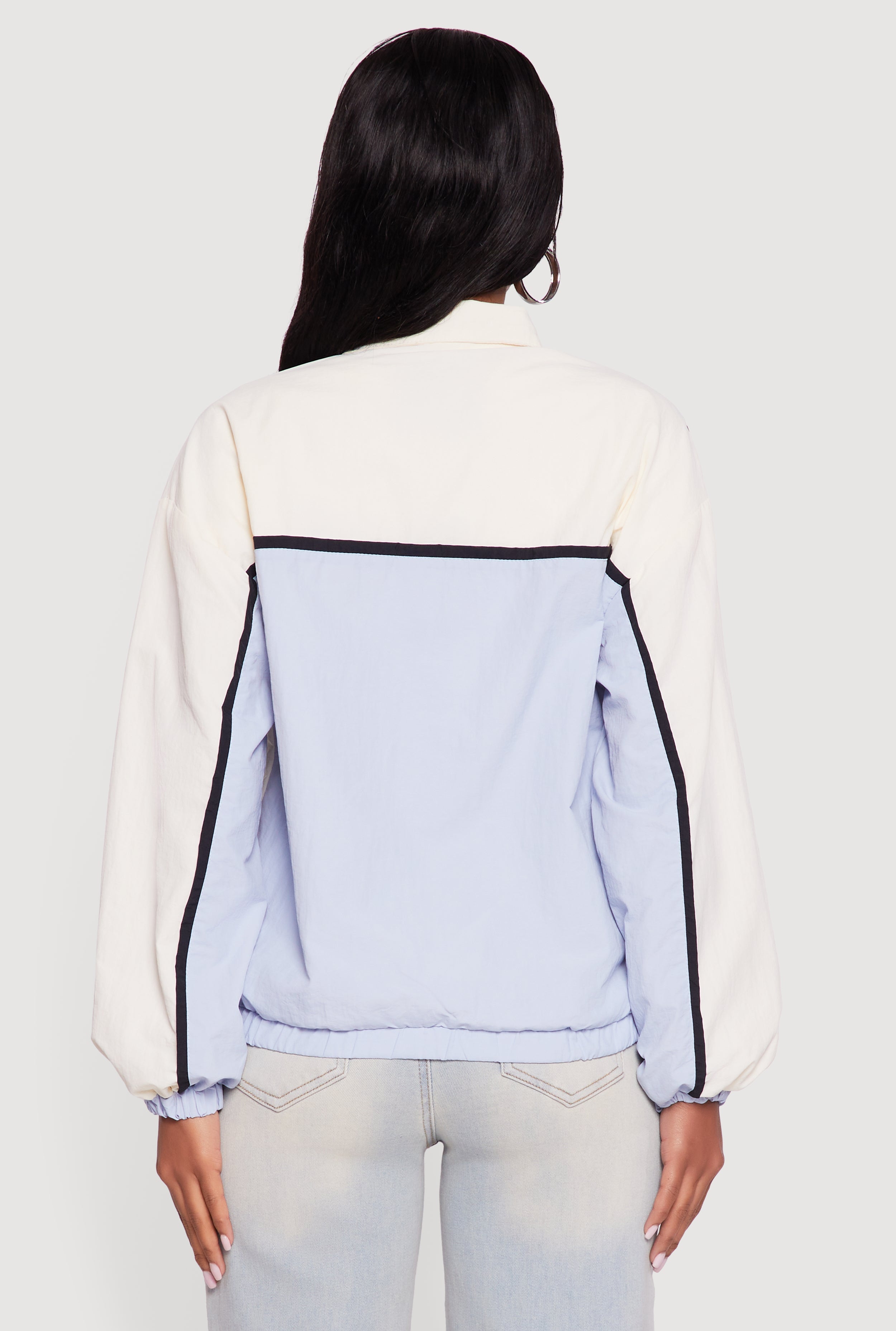 Color Blocked Goal Line Graphic Windbreaker Jacket